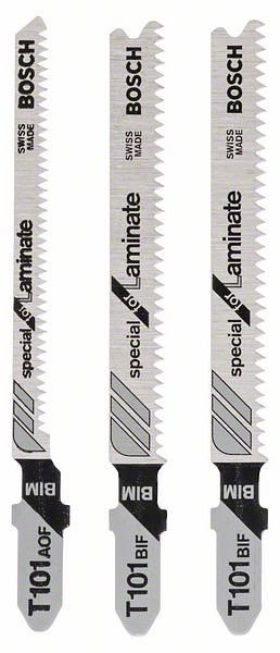 Bosch Stichsägeblatt-Set Special for Laminate, 3-teilig, Einnockenschaft, VE: 10 Stück, 2608636429