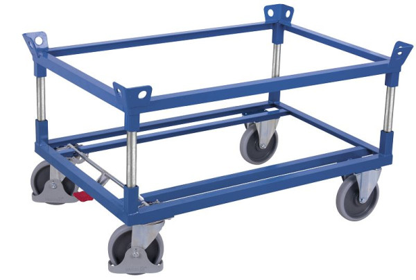 VARIOfit Fahrgestell mit 2 Winkelrahmen, Ladefläche: 810 x 610 mm, RAL 5010 enzianblau, Radsatz: Bereifung aus Gummi, sw-870.113