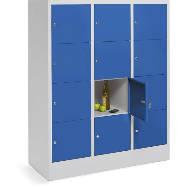 Deskin Schließfachschrank CLASSIC mit glatten Türen, Korpus lichtgrau, Türen enzianblau, H 1518 x B 1200 x T 500 mm, 264162