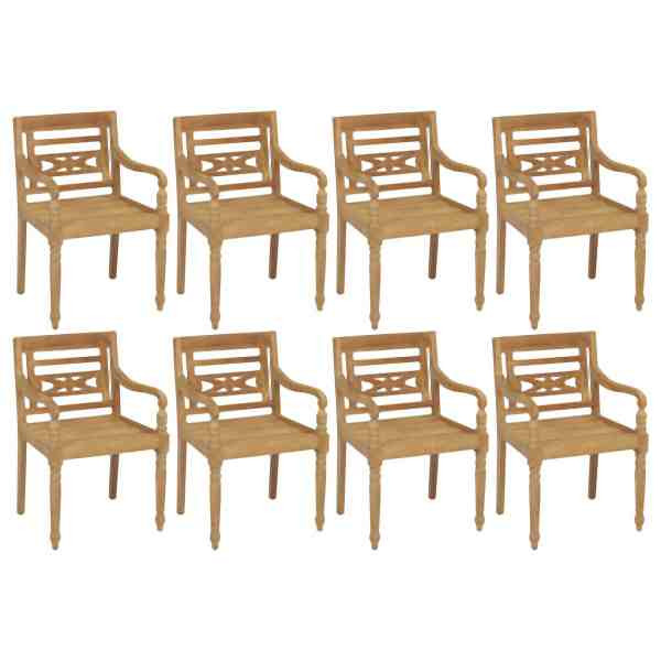 vidaXL Batavia-Stühle 8 Stück Massivholz Teak, Massivholz, 3073294