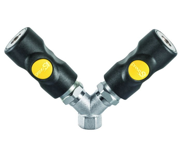 Prevost Aro 210, Y- Verteiler mit zylindrischem Innengewinde und 2 Kupplungen, IG BSPP= G 3/8, ASI 068102