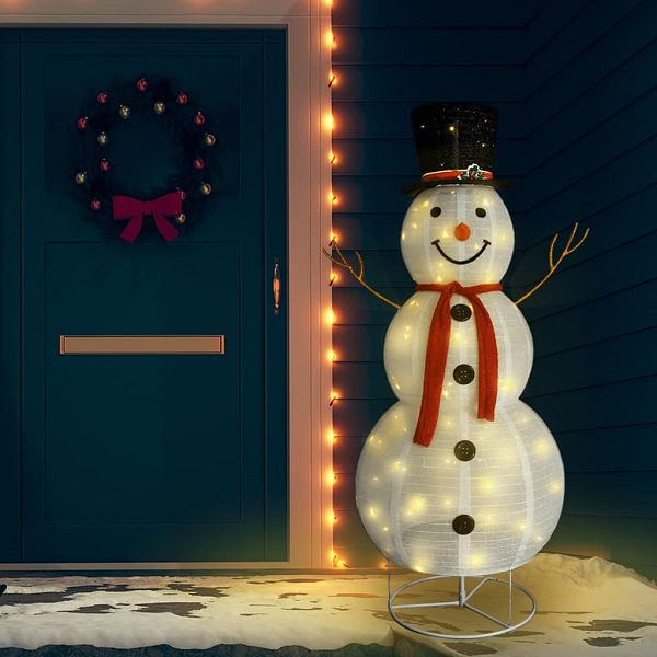 vidaXL LED-Schneemann Weihnachtsfigur Luxus-Stoff 180 cm, 329762