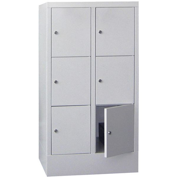 Deskin Schließfachschrank CLASSIC mit glatten Türen, Korpus lichtgrau, Türen lichtgrau, H 1187 x B 600 x T 500 mm, 264061