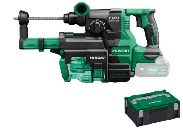 HiKOKI 36V Akku Bohr- & Meißelhammer (Brushless), ohne Akku, ohne Ladegerät, DH1826DA (Basic) (HSC II) + Absaugung (HSC II), DH1826DAW3Z