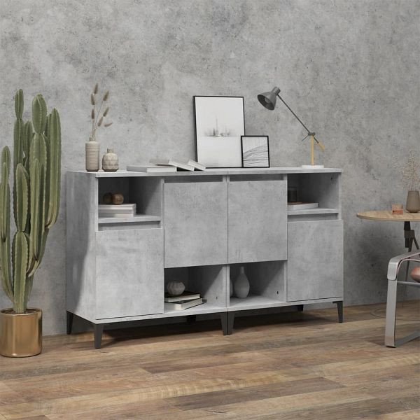 vidaXL Sideboards 2 Stück Betongrau 60x35x70 cm Holzwerkstoff, 3185731