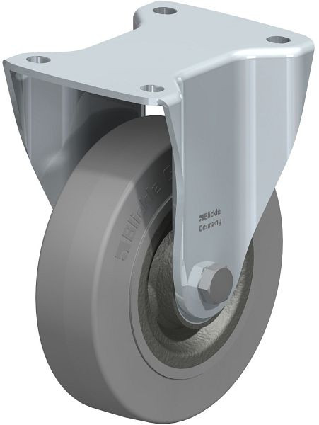 Blickle BH-SE 160K-SG Stahlblech-Bockrolle, Schwerlast-Ausführung, mit Anschraubplatte, Elastik-Vollgummi, Grau, 368639