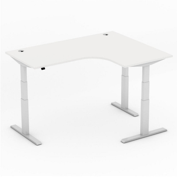 Deskin Sitz-/ Stehtisch Jumboform Comfort MULTI M, Dekor weiß, B 1800 x T 1400 x H 640-1300 mm, Freiform rechtsseitig, 285830