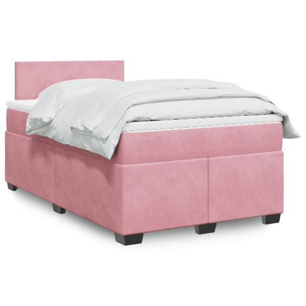 vidaXL Boxspringbett mit Matratze Rosa 120x190 cm Samt, 3288557