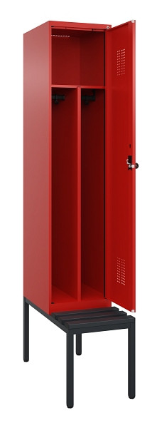 C+P Spind Evolo PLUS, 1 Abteile, 2120x400x815mm, 3020/3020, Haken 4, Drehriegel, Sitzfläche Kunststoff, Sitzbank, Trennwand, 0490507-12F S10079