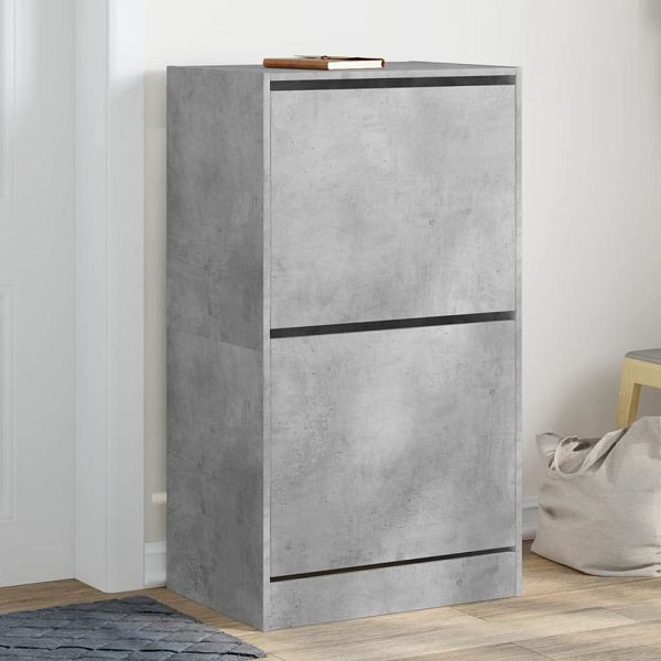 vidaXL Schuhschrank mit 2 Klappen Betongrau 60x42x108 cm, 3214388