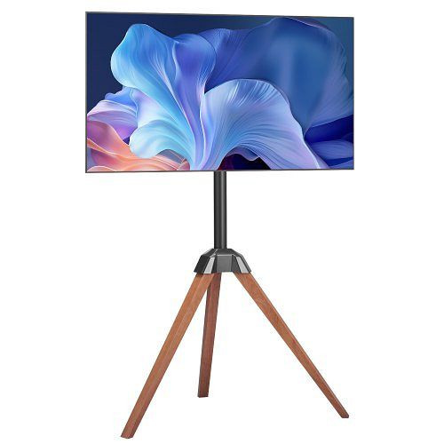 VEVOR TV-Ständer mit Stativ-Staffelei für 1016-1651 mm Flach- & Curved-TVs bis 45 kg, 18° Drehung, Holzbeine für Wohnzimmer, TYSDLDDSJZJZLU43E001V0
