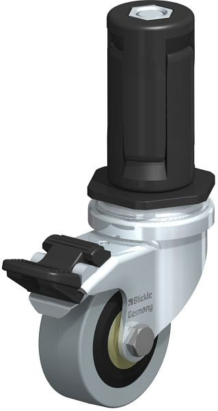 Blickle LRA-VPA 50K-FI-ER04 Apparate-Lenkrolle mit Expander & Feststeller, Vollgummi, Grau, 847973
