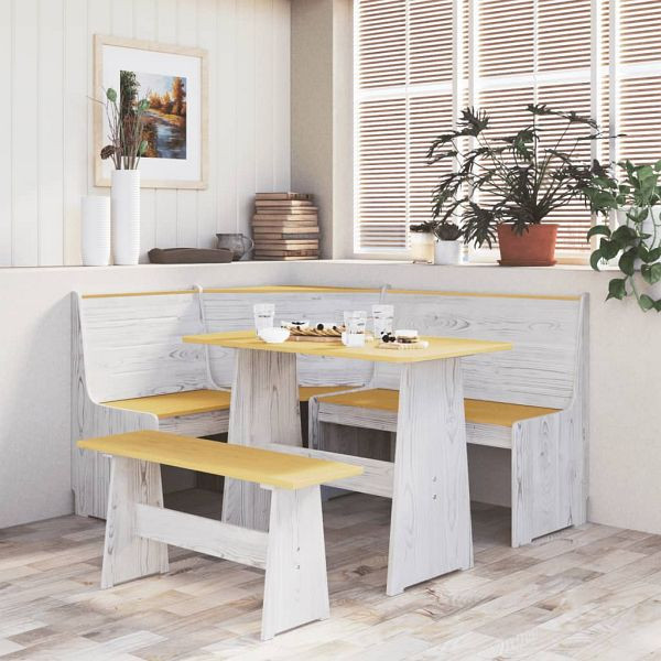 vidaXL Eckbank REINE 151 cm Honigbraun und Weiß Massivholz Kiefer, 327249