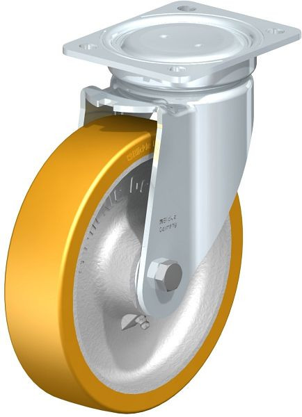 Blickle LU-GTH 200K Stahlblech-Lenkrolle, schwere, geschlossene Ausführung, mit Anschraubplatte, Blickle Extrathane®, Hellbraun, 759182