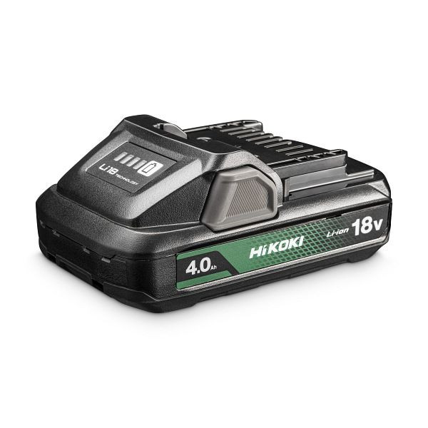 HiKOKI 18V Wechselakku, 18 Volt, 4.0 Ah Slide Akku mit Anzeige, BSL1840M, 378679