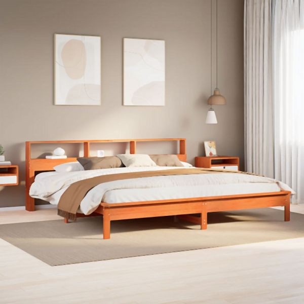 vidaXL Massivholzbett ohne Matratze Wachsbraun 200x200 Kiefernholz, 3309727