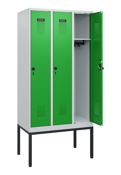 C+P Spind Evolo PLUS, Gestell, 3 Abteile, 1950x900x500mm, 7035/6037, Drehriegel, 0490305-30 S10011