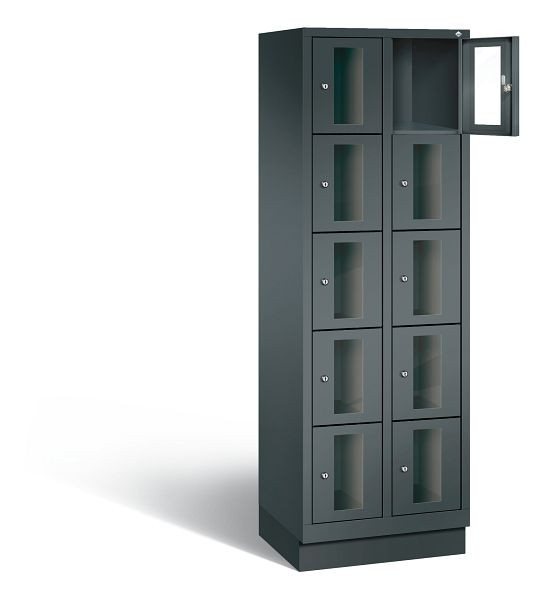 C+P Schließfachschrank Classic, 10 Fächer, H1800xB610xT500 mm, Anthrazit, 8020A205 S10032
