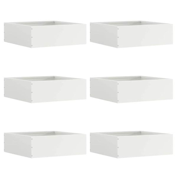vidaXL Raseneinfassung 6 pcs Weiß 40 x 40 x 13 cm Stahl, 874705