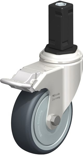 Blickle LKRXA-TPA 101KD-11-FI-FK-EXV14 Edelstahl-Apparate-Lenkrolle mit Expander & Feststeller, Thermoplastisches Gummi-Elastomer, Grau, 846372