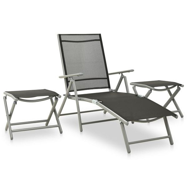 vidaXL 3-tlg. Garten-Lounge-Set Textilene und Aluminium Silbern, 312199