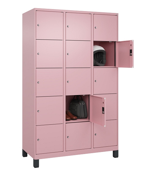 C+P Schließfachschrank Evolo PLUS, mit Füßen, 15 Fächer, 1950x1200x500mm, 3015/3015 Hellrosa, 049010-325 S10024