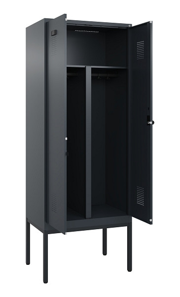 C+P PSA Doppel-Spind Evolo PLUS, Gestell, 2 Abteile, 2120x800x500mm, 7016/7016, Drehriegel, 0490327-22P S10016