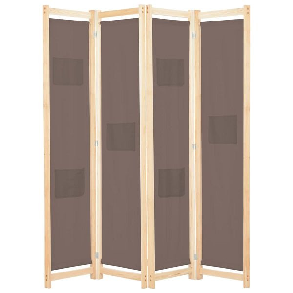vidaXL 4-teiliger Raumteiler Braun 160 x 170 x 4 cm Stoff, 248180