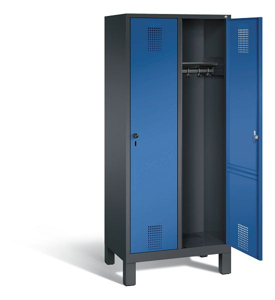C+P Garderobenschrank Evolo, H1850xB810xT500mm, Farbe: Schwarzgrau / Enzianblau, 48010-22 S10069