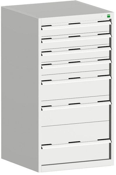 bott cubio Schubladenschrank bestückt mit 7 Schubladen BxTxH: 650 x 650 x 1200 mm, RAL 7035, 40019069.16V