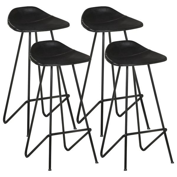 vidaXL Barhocker 4 Stück Schwarz Echtleder, 320642, 8720286200889