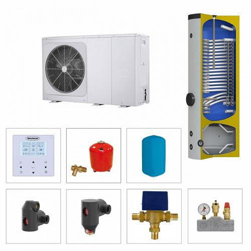 Solarbayer Wärmepumpenpaket LWM 12 / WP-Kombi, Emaillierter Doppelspeicher 400/130, 710604300