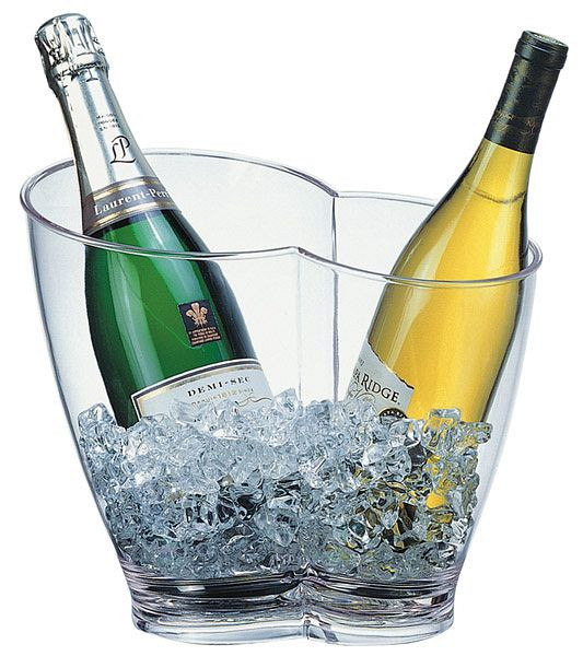 APS Wein- / Sektkühler, 30,5 x 21,5 cm, Höhe: 26 cm, MS, glasklar, 4 Liter, für 2 Flaschen geeignet, 36056