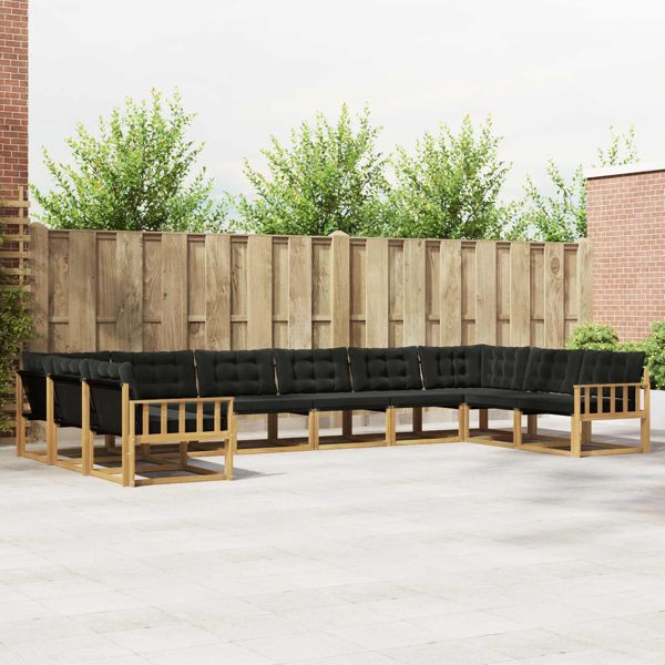 vidaXL Outdoor-Sofagarnitur mit Kissen 10-teilig Weiß und Schwarz, 3389114