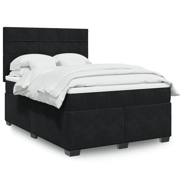 vidaXL Boxspringbett mit Matratze Schwarz 140x190 cm Samt, 3290908