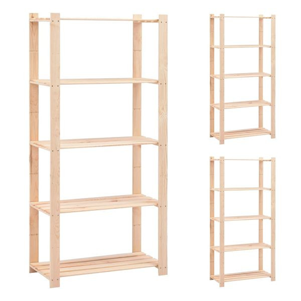 vidaXL Lagerregale 5 Böden 3 Stück 80x38x170cm Massivholz Kiefer 250kg, 3051114