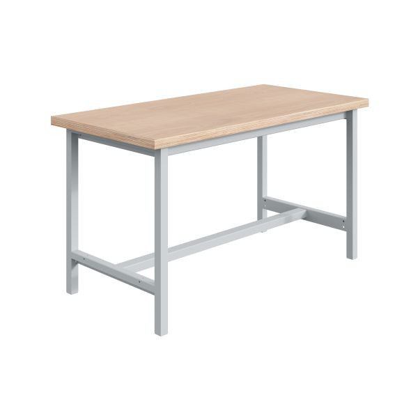 SOFAME PTH Werkbank B 1500 x T 750 x H 840mm, Multiplex-Arbeitsplatte 40 mm, Lichtgrau RAL 7035, W010020004GC