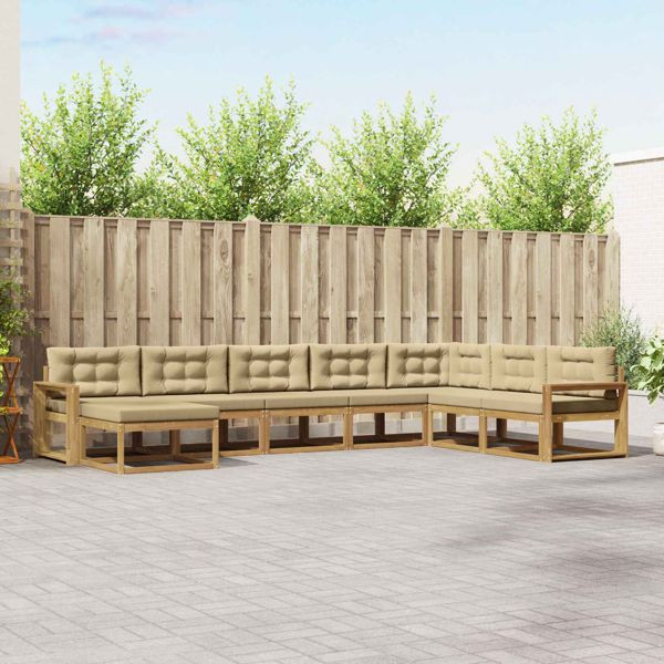 vidaXL Outdoor-Sofagarnitur 8-teilig Weiß und Beige, 3386872