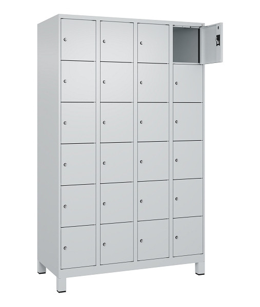 C+P Schließfachschrank Evolo PLUS, mit Füßen, 24 Fächer, 1950x1200x500mm, 7035/7035 Lichtgrau, 049010-406 S10013