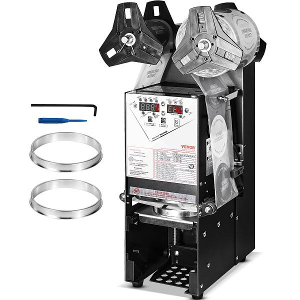 VEVOR Vollautomatische Verschließmaschine, Teetassenverschließer, 500-650 Tassen/H 180 mm, Schwarz, QZDNCFKJCHQZP54Q9V2