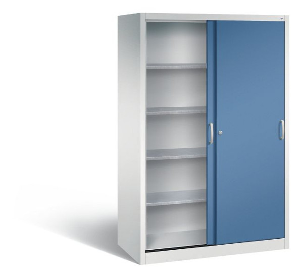 C+P Schiebetürenschrank Acurado, H1950xB1200xT600mm, Farbe: Lichtgrau / Fernblau, Bügelgriff, 2069-00 S10091