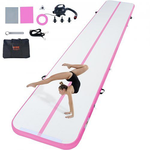 VEVOR Gymnastik-Luftmatte, mit Elektrischer Pumpe, 598 x 101 x 10 cm Pink, ZFXKKFQD20FTMB6USV2
