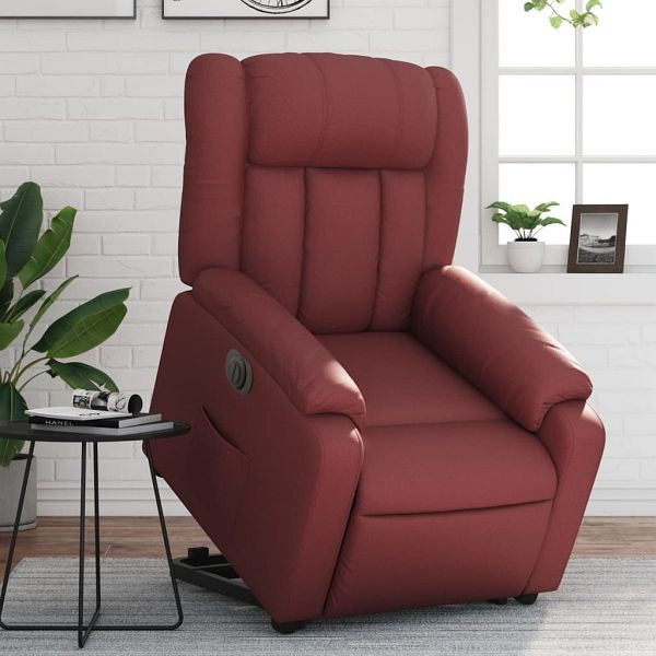 vidaXL Relaxsessel mit Aufstehhilfe Elektrisch Weinrot Kunstleder, 3205282