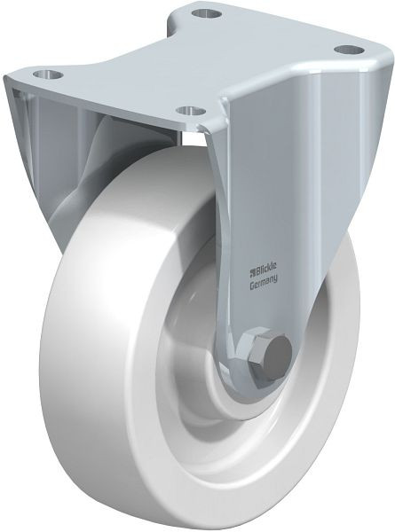 Blickle BH-SPO 160G Stahlblech-Bockrolle, Schwerlast-Ausführung, mit Anschraubplatte, Polyamid, Weiß, 754075