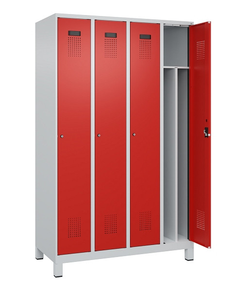 C+P Spind Evolo PLUS, mit Füßen, 4 Abteile, 1950x1200x500mm, 7035/3020, Verschluss Zylinderschloss, 049010-40F S10032