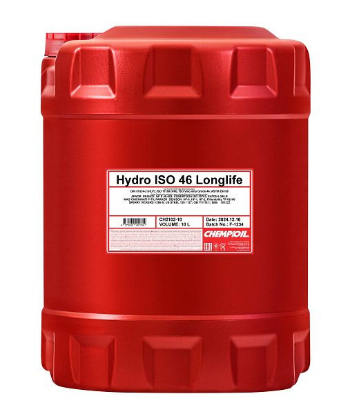 CHEMPIOIL Hydrauliköl 2102 Hydro ISO 46 LONGLIFE, VE: 10 l, CH2102-10