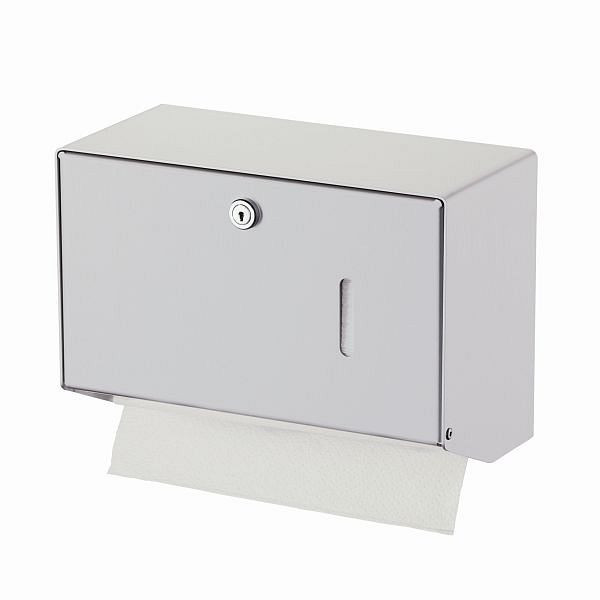 Air Wolf Papierhandtuchspender für bis zu 400 Falthandtücher, Serie Omikron II, H x B x T: 190 x 275 x 130 mm, Aluminium eloxiert, 35-740