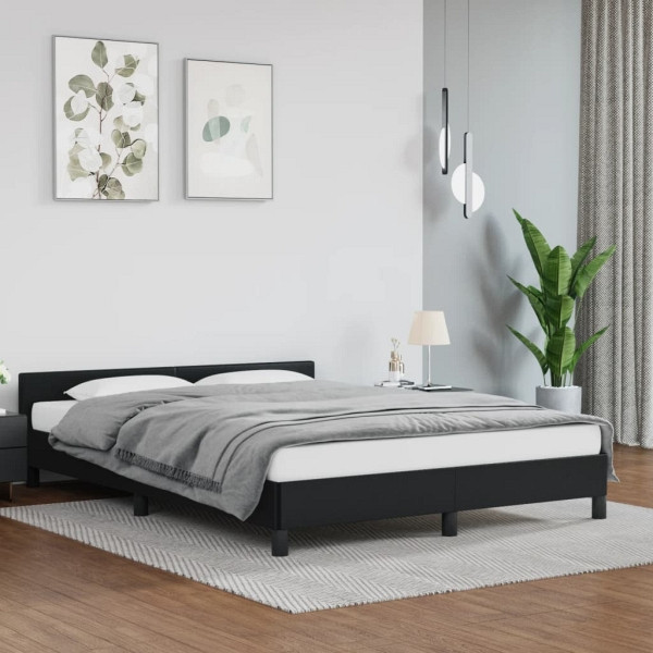 vidaXL Bettgestell mit Kopfteil Schwarz 140x200 cm Kunstleder, 347501