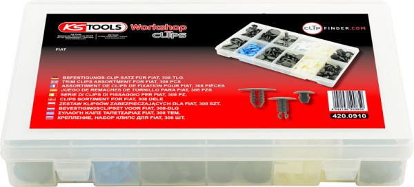 KS Tools Befestigungs-Clip-Satz für Fiat, 308-teilig, 420.0910