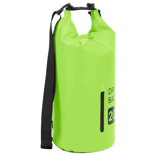 vidaXL Trockensack mit Reißverschluss Grün 20 L PVC, 92777